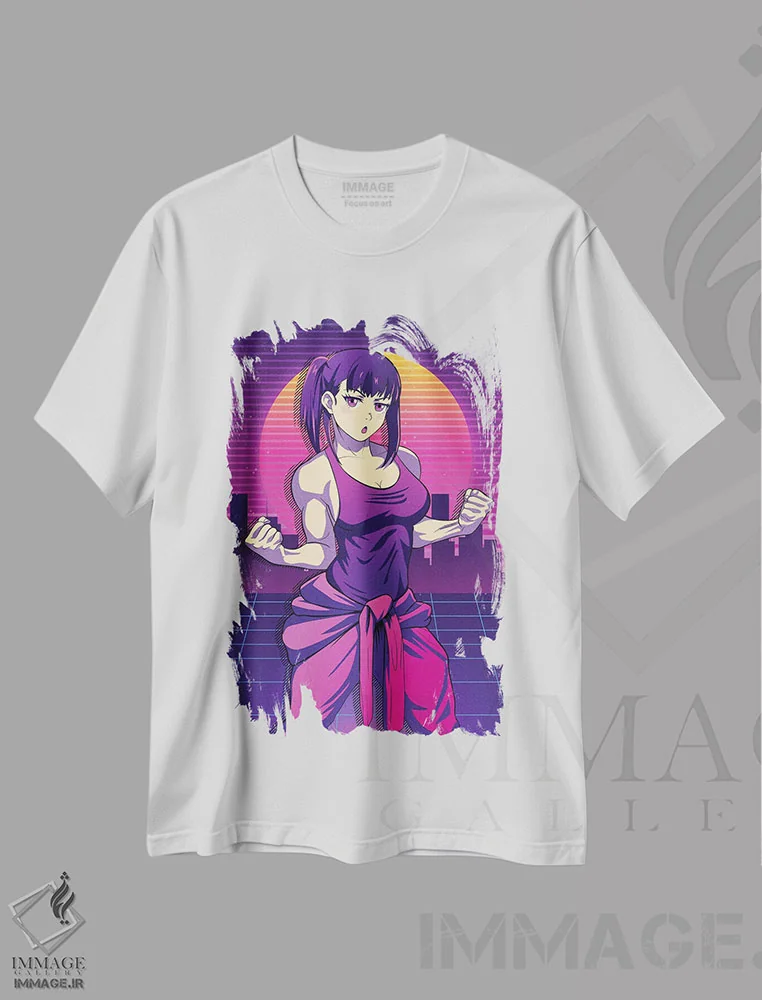 تیشرت سفید طرح دار – تیشرت انیمه ,نیروی آتش اثر مونیر وانیاک فروشگاه ایماژ
