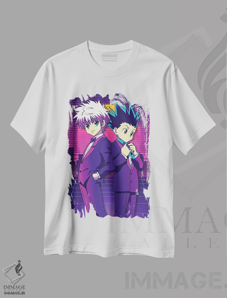 تیشرت سفید طرح دار – تیشرت انیمه ,هانتر ایکس هانتر اثر مونیر وانیاک فروشگاه ایماژ