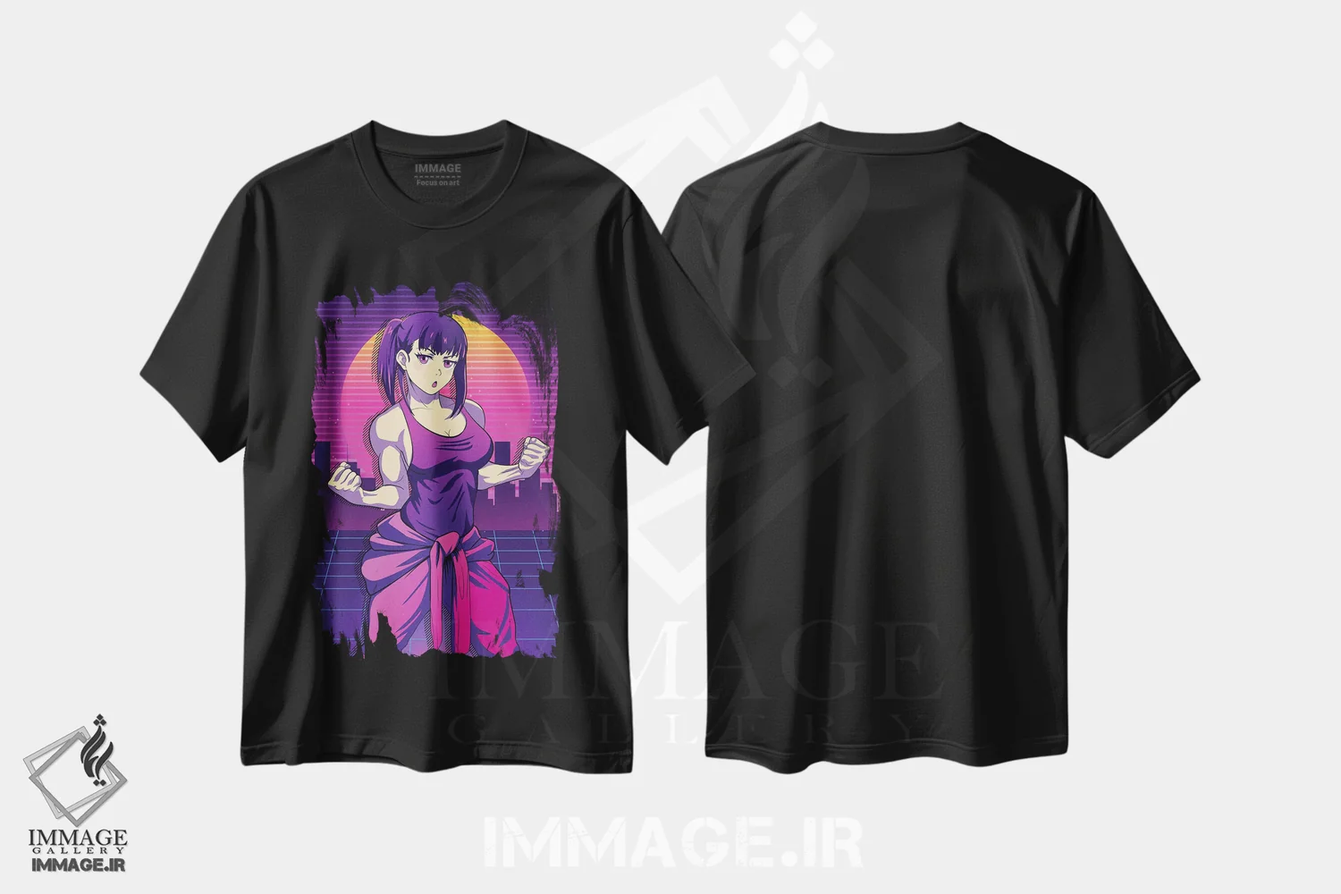 تیشرت مشکی طرح دار – تیشرت انیمه ,نیروی آتش اثر مونیر وانیاک immage.ir