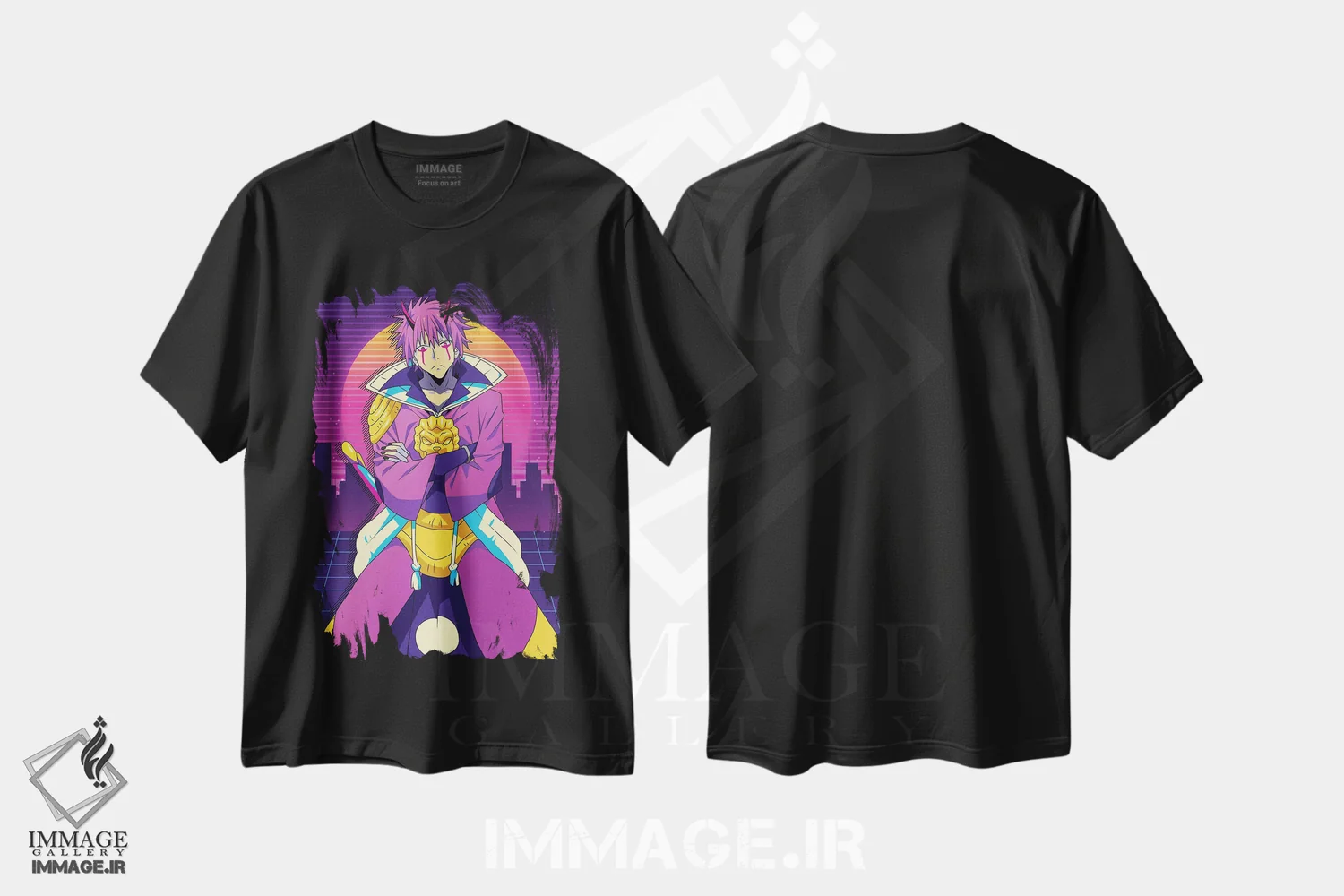 تیشرت مشکی طرح دار – تیشرت انیمه ,آن زمانی که به عنوان اسلایم تناسخ یافتم اثر مونیر وانیاک فروشگاه ایماژ