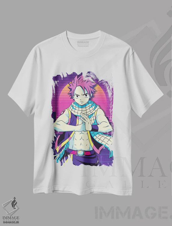 تیشرت سفید طرح دار – تیشرت انیمه ,فیری تیل ناتسو اثر مونیر وانیاک فروشگاه ایماژ