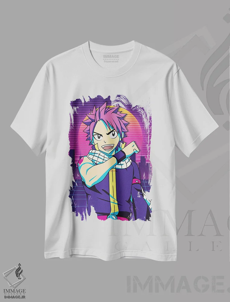 تیشرت سفید طرح دار – تیشرت انیمه ,فیری تیل ناتسو دوم اثر مونیر وانیاک immage.ir