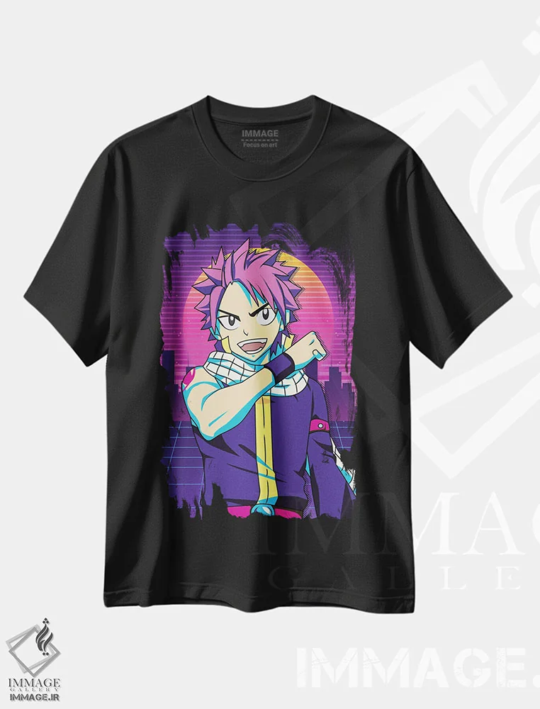 تیشرت مشکی طرح دار – تیشرت انیمه ,فیری تیل ناتسو دوم اثر مونیر وانیاک فروشگاه ایماژ