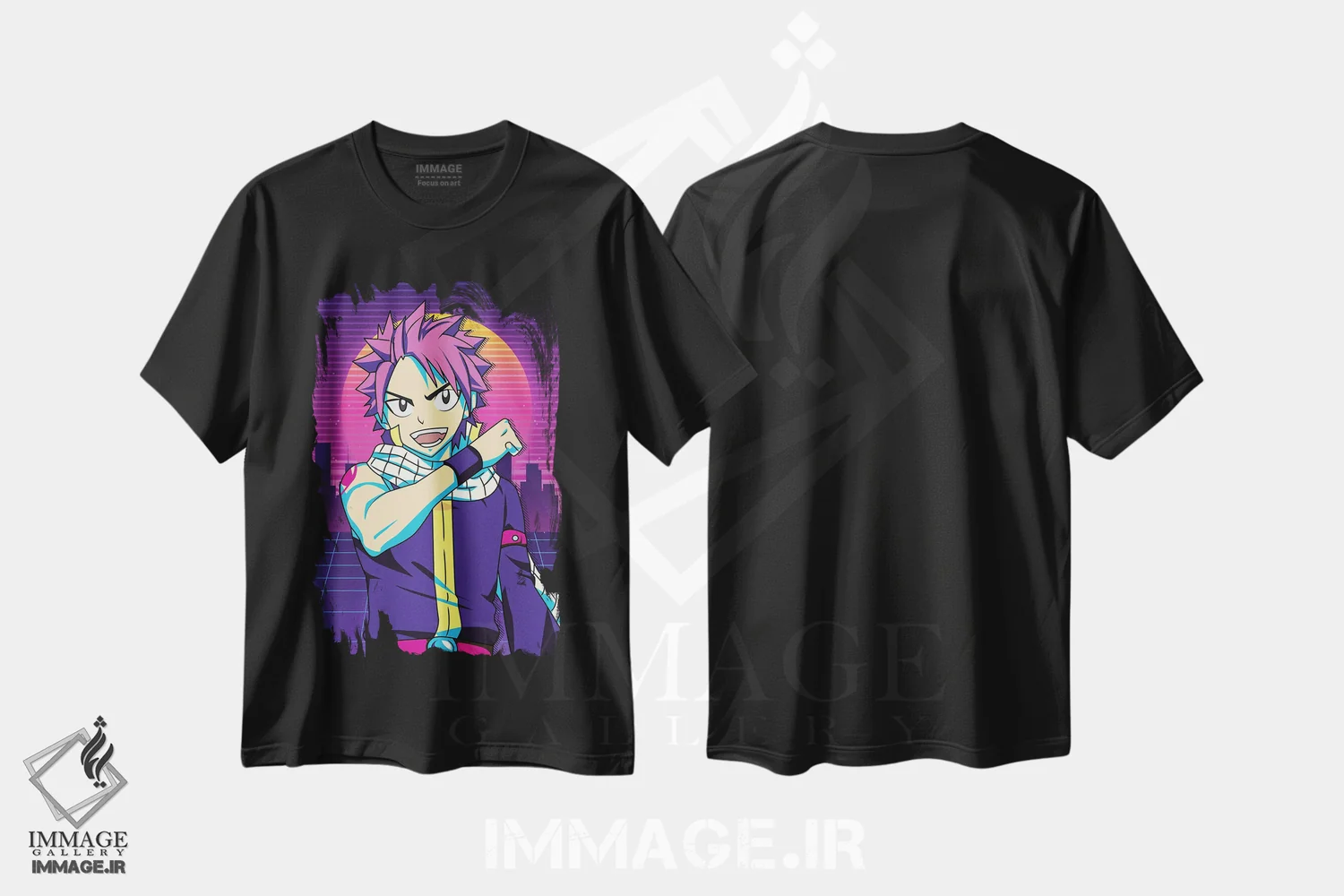 تیشرت مشکی طرح دار – تیشرت انیمه ,فیری تیل ناتسو دوم اثر مونیر وانیاک فروشگاه ایماژ