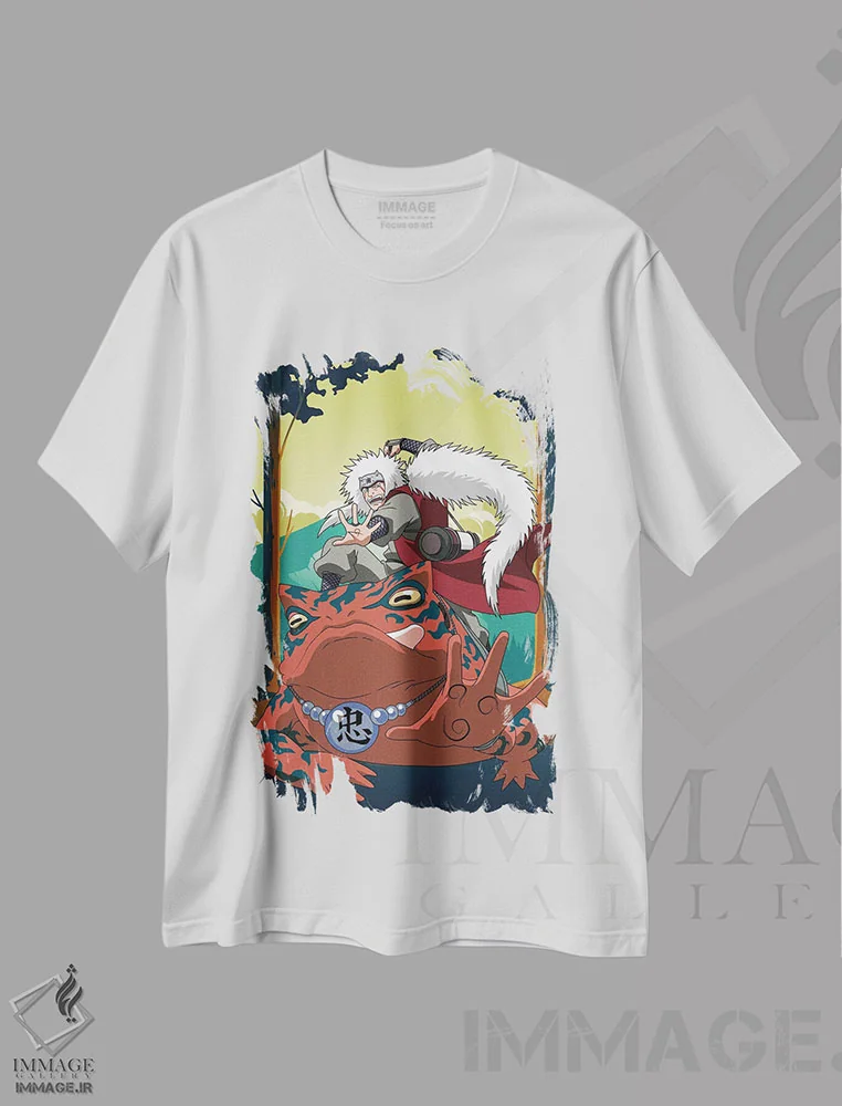 تیشرت سفید طرح دار – تیشرت انیمه ,جیرایا از انیمه ناروتو دوم اثر مونیر وانیاک immage.ir