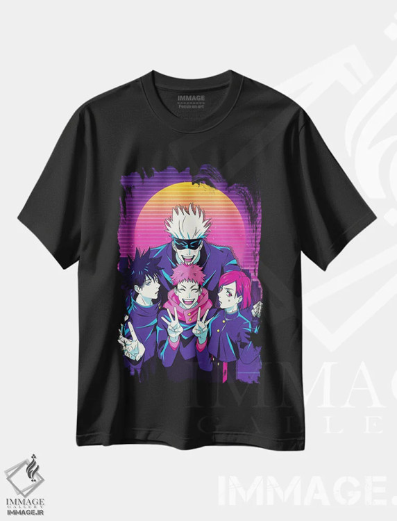 تیشرت مشکی طرح دار – تیشرت انیمه ,جوجوتسو کایزن اثر مونیر وانیاک immage.ir