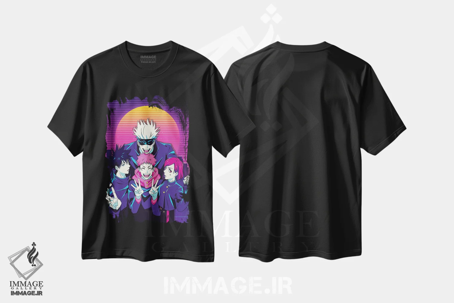 تیشرت مشکی طرح دار – تیشرت انیمه ,جوجوتسو کایزن اثر مونیر وانیاک immage.ir