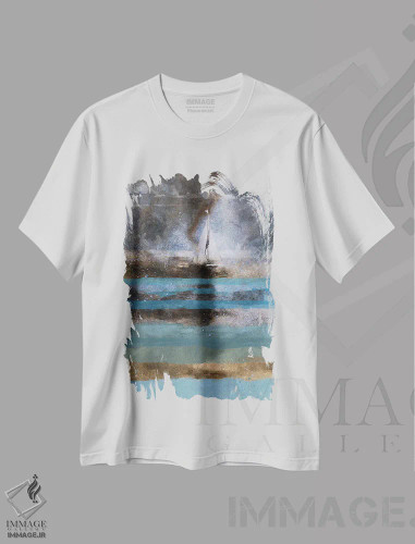 تیشرت سفید طرح دار – تیشرت انتزاعی ,طوفان اثر مارتا وایلی فروشگاه ایماژ