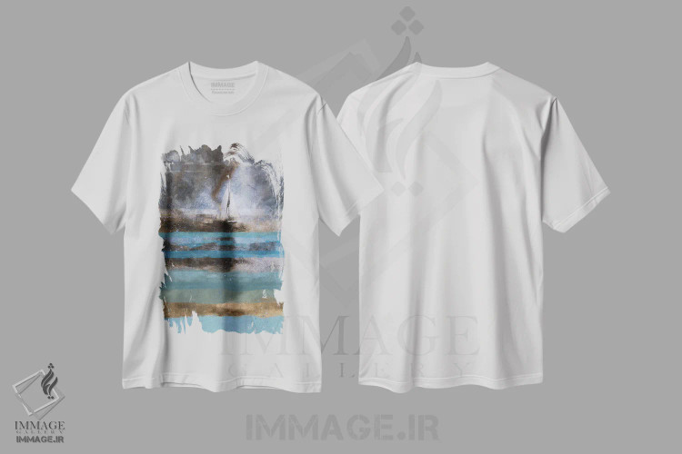 تیشرت سفید طرح دار – تیشرت انتزاعی ,طوفان اثر مارتا وایلی فروشگاه ایماژ
