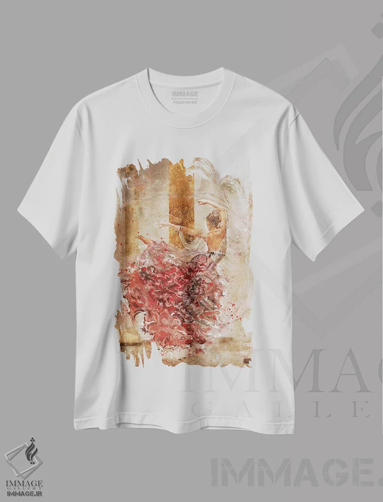 تیشرت سفید طرح دار – تیشرت هنری ,رقاص معبد اول اثر مارتا وایلی immage.ir