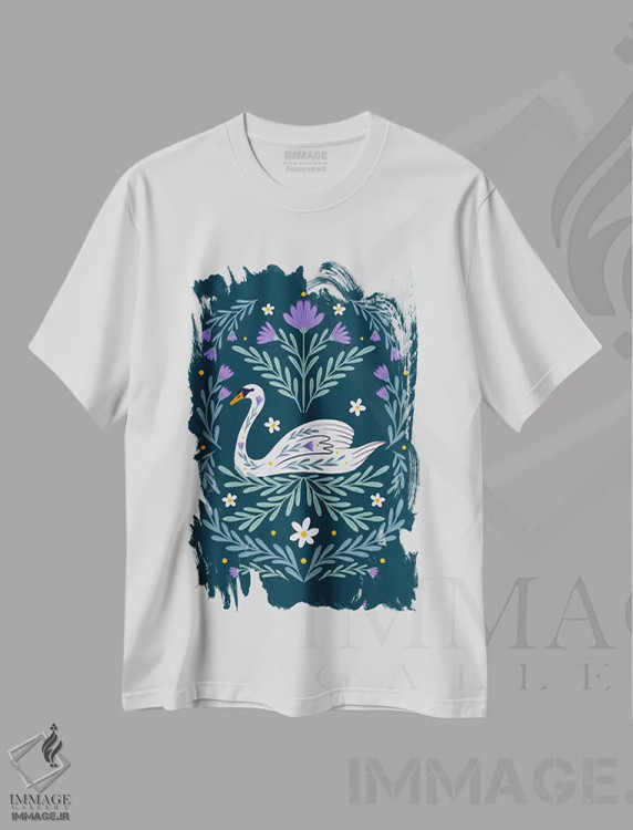 تیشرت سفید طرح دار – تیشرت هنری ,قوی هنر عامیانه اثر آنجلا مینکا immage.ir