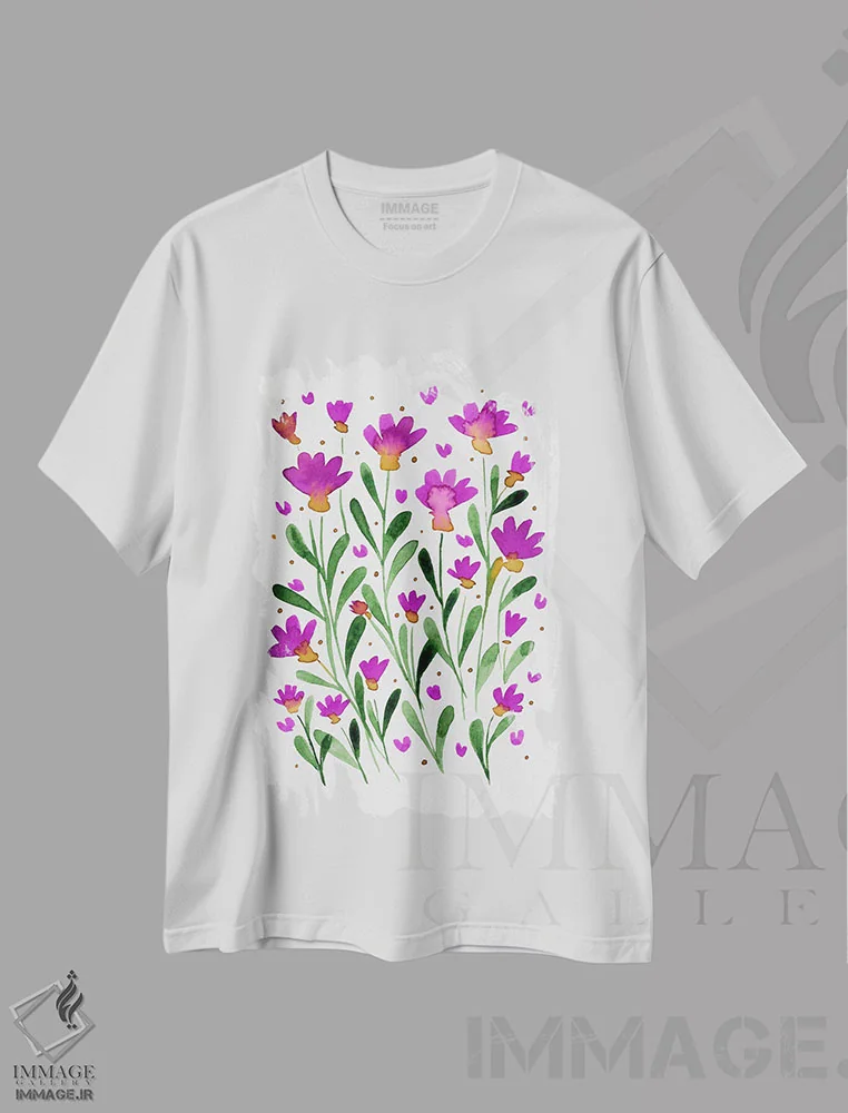 تیشرت سفید طرح دار – تیشرت گل ,گل های فراموشم مکن اثر آنجلا مینکا فروشگاه ایماژ