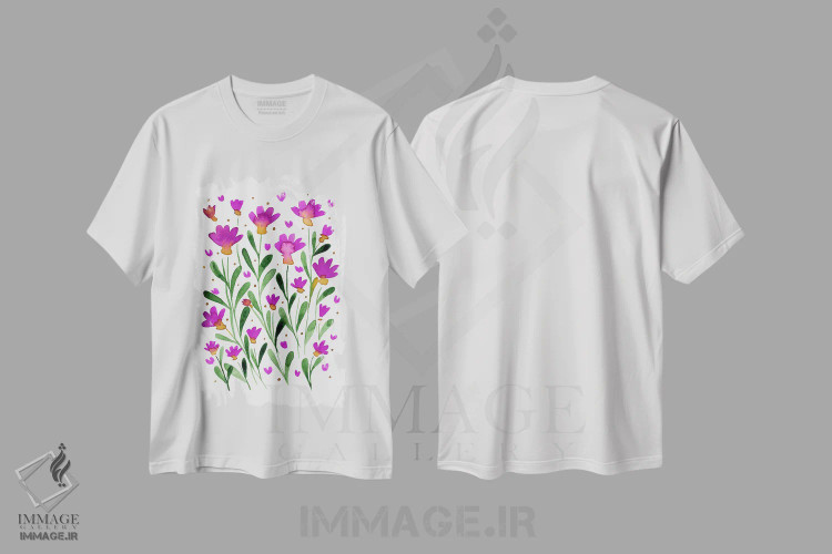 تیشرت سفید طرح دار – تیشرت گل ,گل های فراموشم مکن اثر آنجلا مینکا فروشگاه ایماژ