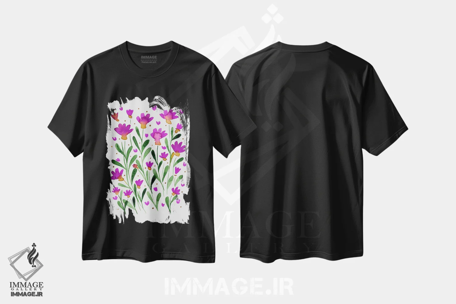 تیشرت مشکی طرح دار – تیشرت گل ,گل های فراموشم مکن اثر آنجلا مینکا immage.ir