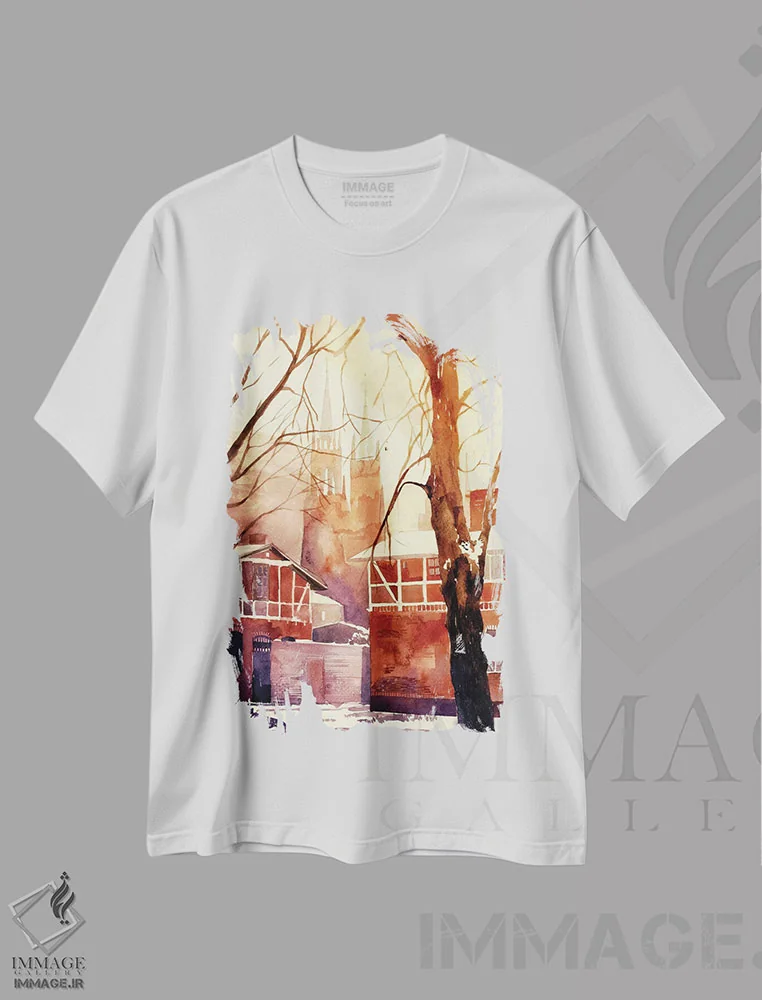 تیشرت سفید طرح دار – تیشرت زمستانی ,زمستان در لهستان اثر ماجا ورونسکا فروشگاه ایماژ