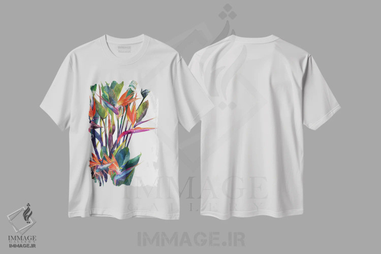 تیشرت سفید طرح دار – تیشرت طبیعت ,پرنده بهشتی اثر ماجا ورونسکا فروشگاه ایماژ