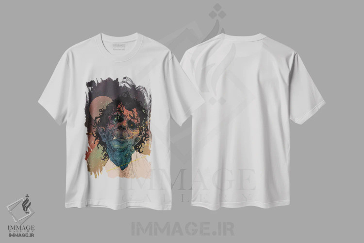 تیشرت سفید طرح دار – تیشرت هنری ,سپیده دم اثر انیمال مانی فروشگاه ایماژ