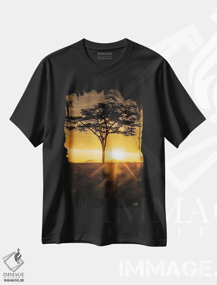 تیشرت مشکی طرح دار – تیشرت طبیعت ,طلوع خورشید آفریقایی اثر استودیو مکس بلیکزبرگ immage.ir