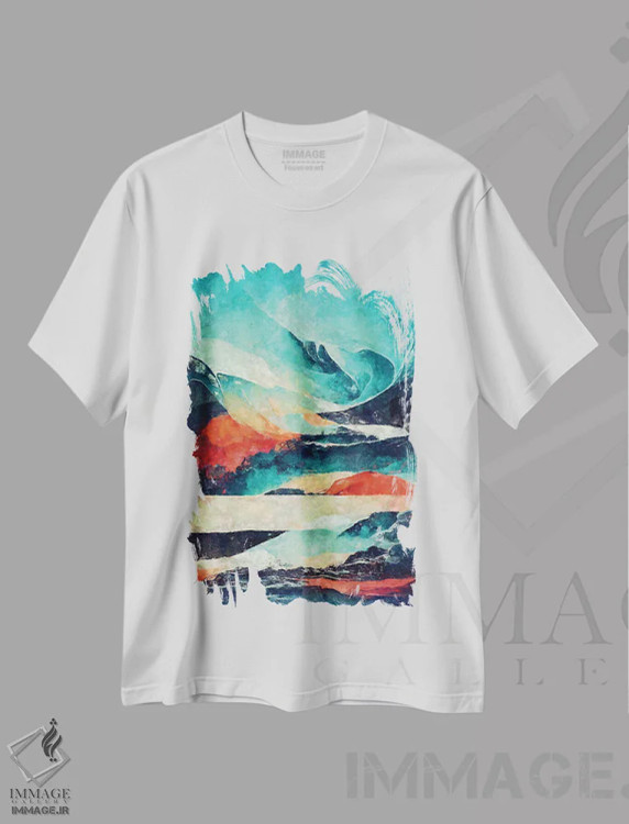 تیشرت سفید طرح دار – تیشرت انتزاعی ,معصومیت اثر ماکسیمیلیانو کاسال فروشگاه ایماژ