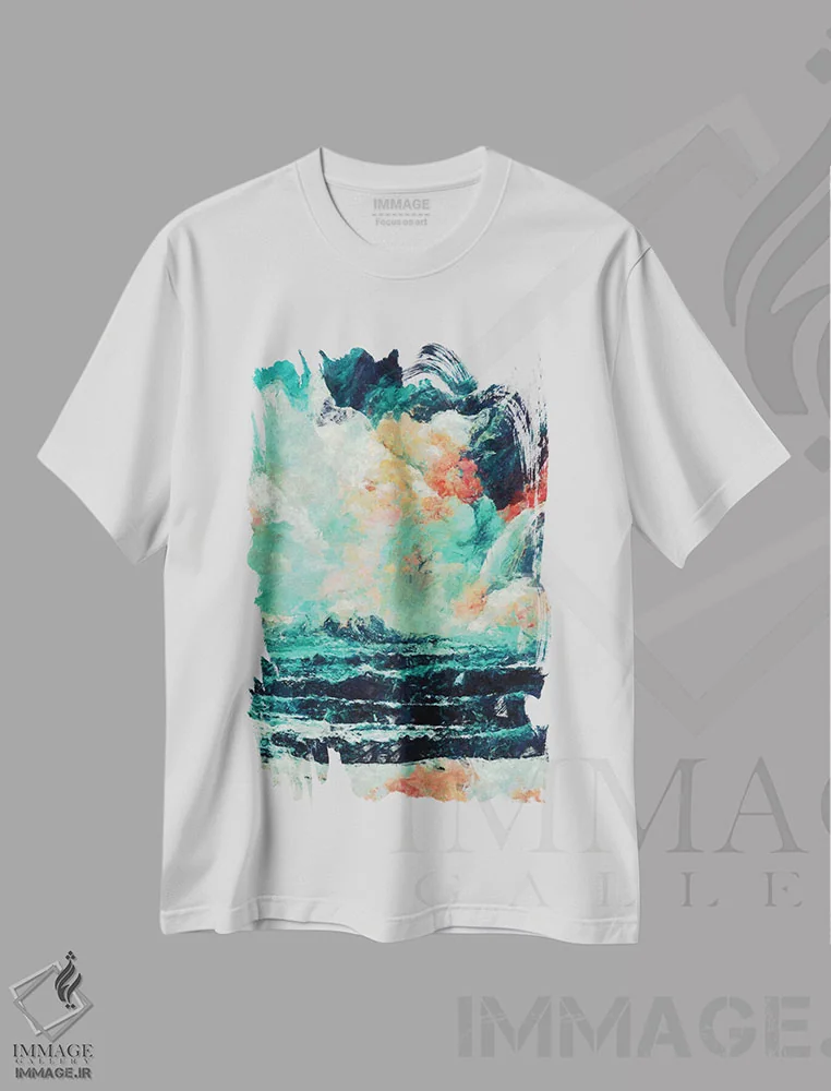 تیشرت سفید طرح دار – تیشرت انتزاعی ,با تو اثر ماکسیمیلیانو کاسال immage.ir
