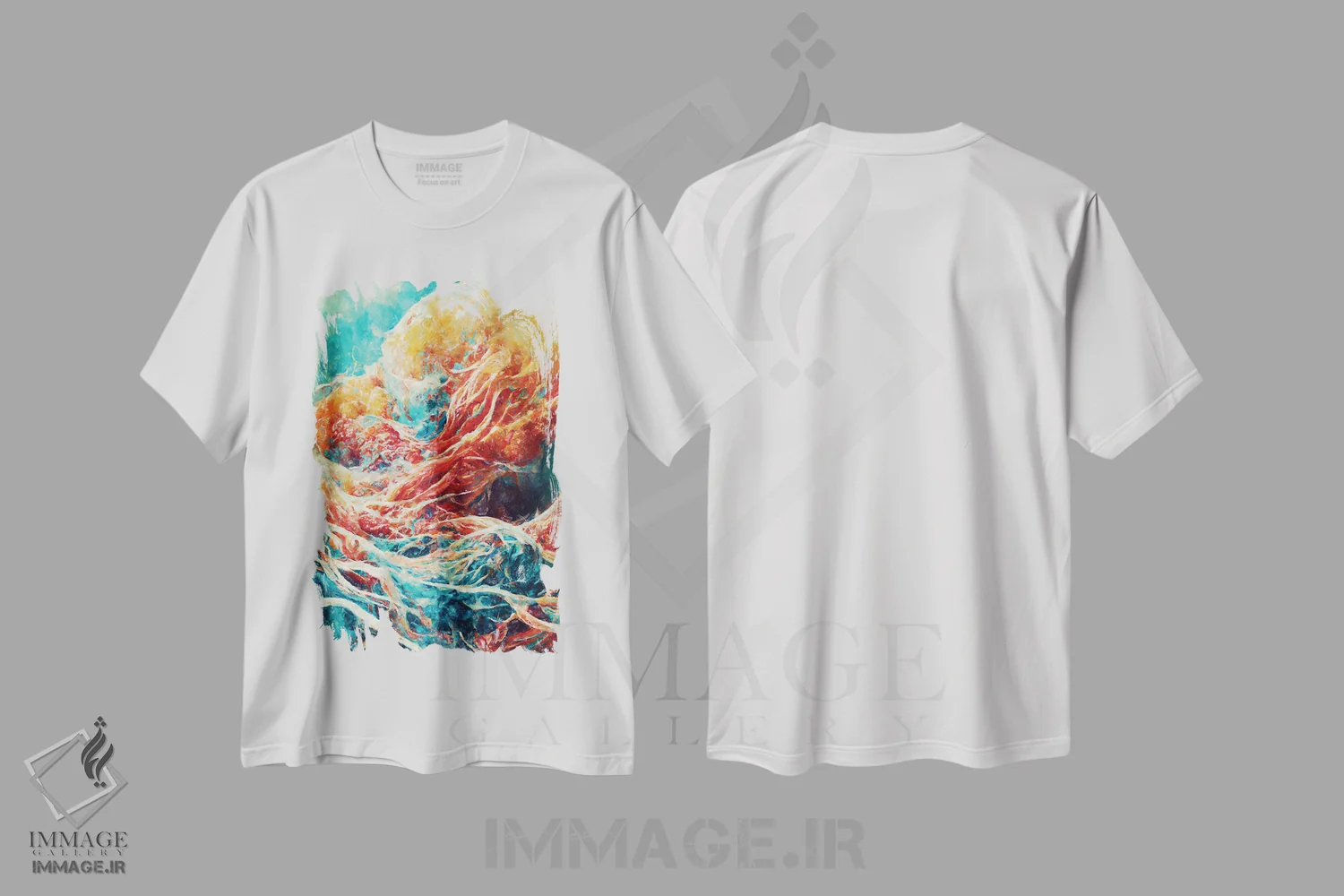 تیشرت سفید طرح دار – تیشرت انتزاعی ,اقیانوس بزرگ اثر ماکسیمیلیانو کاسال immage.ir