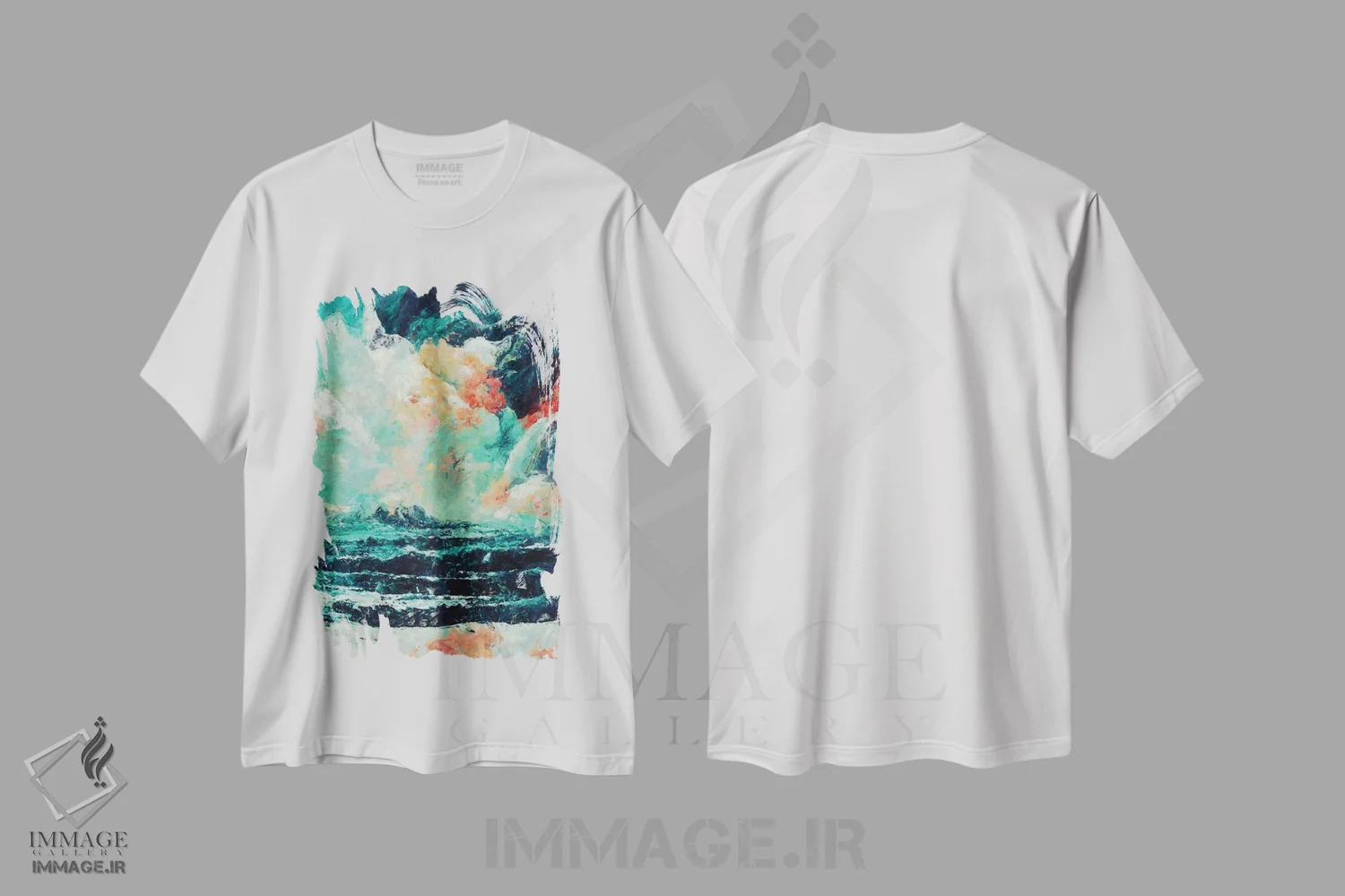 تیشرت سفید طرح دار – تیشرت انتزاعی ,با تو اثر ماکسیمیلیانو کاسال immage.ir