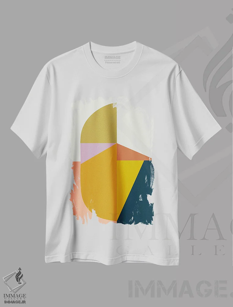 تیشرت سفید طرح دار – تیشرت آبستره ,انتزاعی رنگین اثر مالودا immage.ir