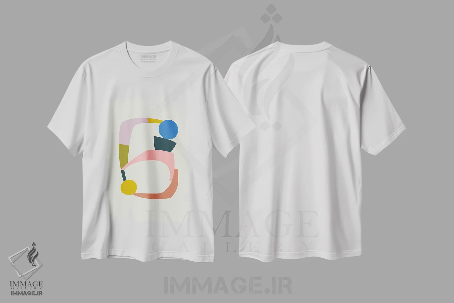 تیشرت سفید طرح دار – تیشرت هندسی ,ساختارهای رنگارنگ اثر مالودا فروشگاه ایماژ