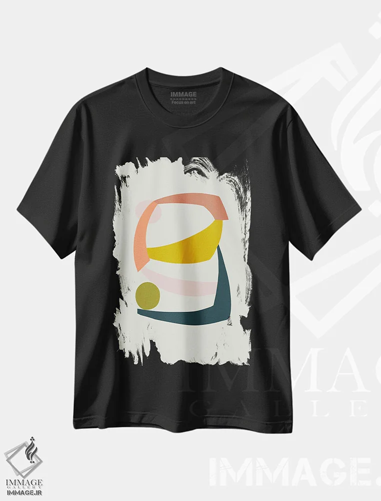 تیشرت مشکی طرح دار – تیشرت رنگی ,ساختارهای رنگارنگ اثر مالودا فروشگاه ایماژ