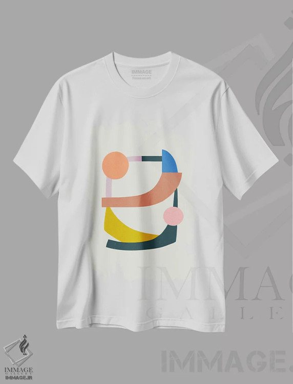 تیشرت سفید طرح دار – تیشرت هنری ,ساختارهای رنگارنگ اثر مالودا فروشگاه ایماژ