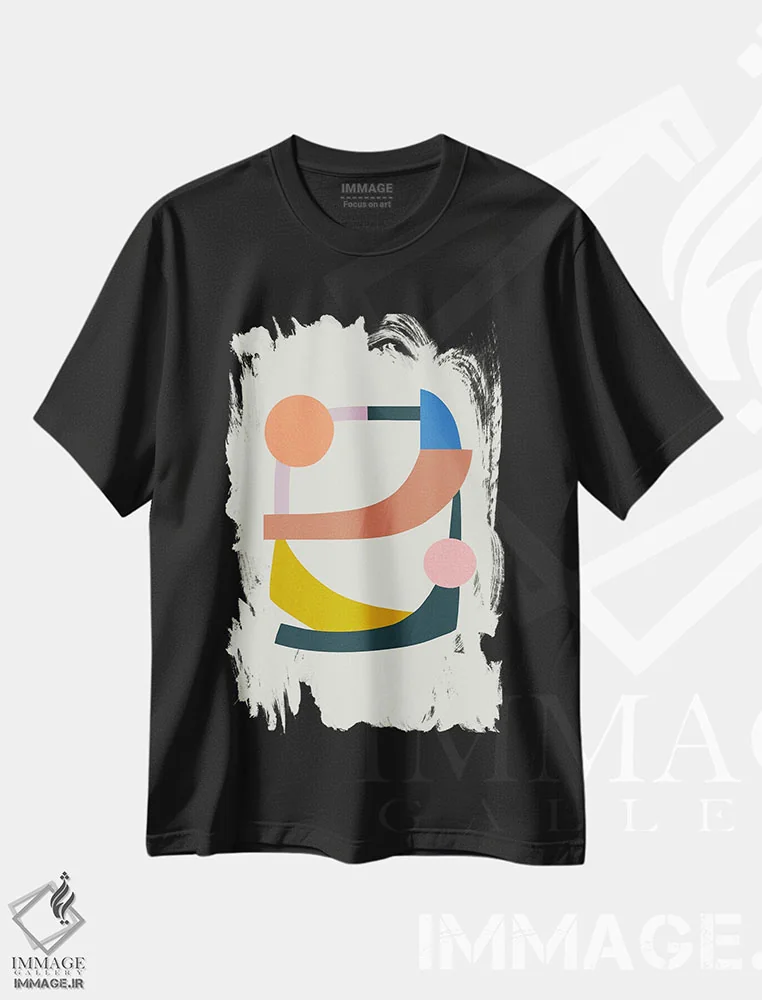 تیشرت مشکی طرح دار – تیشرت هنری ,ساختارهای رنگارنگ اثر مالودا immage.ir
