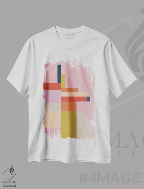 تیشرت سفید طرح دار – تیشرت آبستره ,تعادل کیهانی اثر مالودا فروشگاه ایماژ
