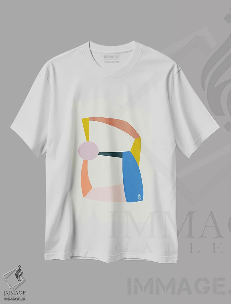 تیشرت سفید طرح دار – تیشرت هندسی ,ساختارهای رنگارنگ اثر مالودا immage.ir