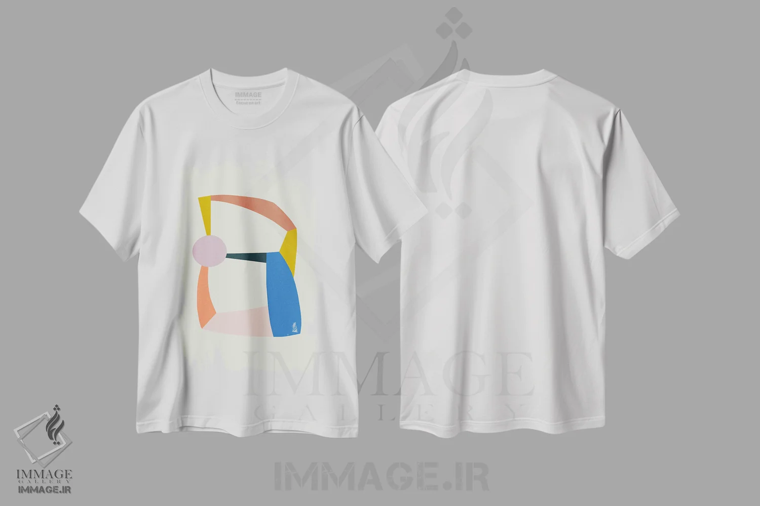 تیشرت سفید طرح دار – تیشرت هندسی ,ساختارهای رنگارنگ اثر مالودا immage.ir