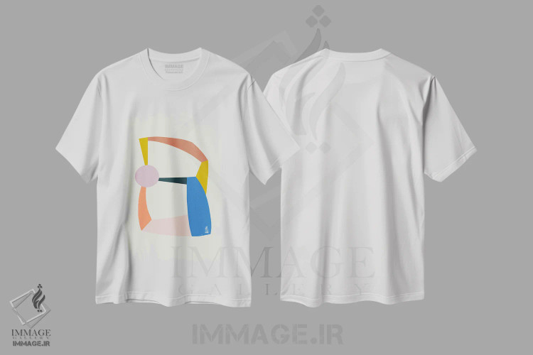 تیشرت سفید طرح دار – تیشرت هندسی ,ساختارهای رنگارنگ اثر مالودا immage.ir