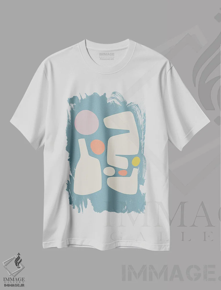 تیشرت سفید طرح دار – تیشرت هنری ,آبی الهام گرفته از ماتیس اثر مالودا فروشگاه ایماژ