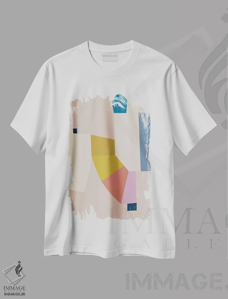 تیشرت سفید طرح دار – تیشرت هندسی ,هم افزایی پیوندی اثر مالودا immage.ir