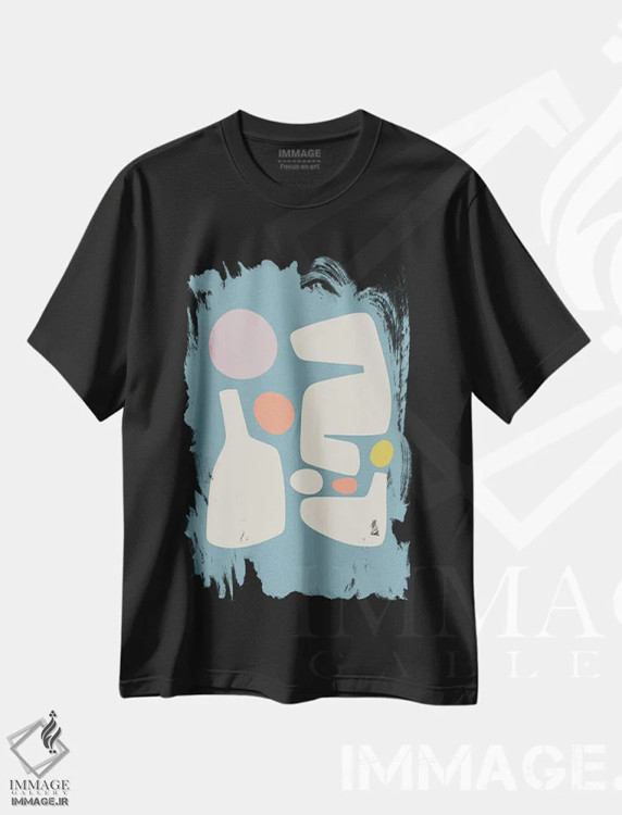 تیشرت مشکی طرح دار – تیشرت هنری ,آبی الهام گرفته از ماتیس اثر مالودا immage.ir