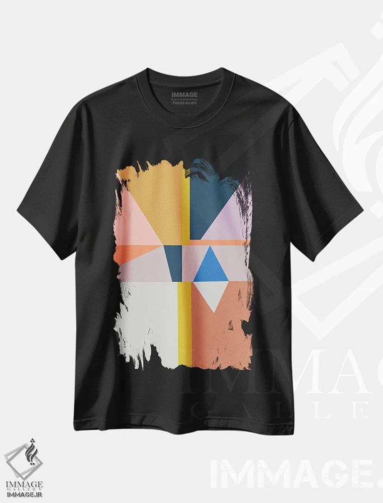 تیشرت مشکی طرح دار – تیشرت خیابانی ,هندسهٔ پرجنب وجوش اثر مالودا immage.ir