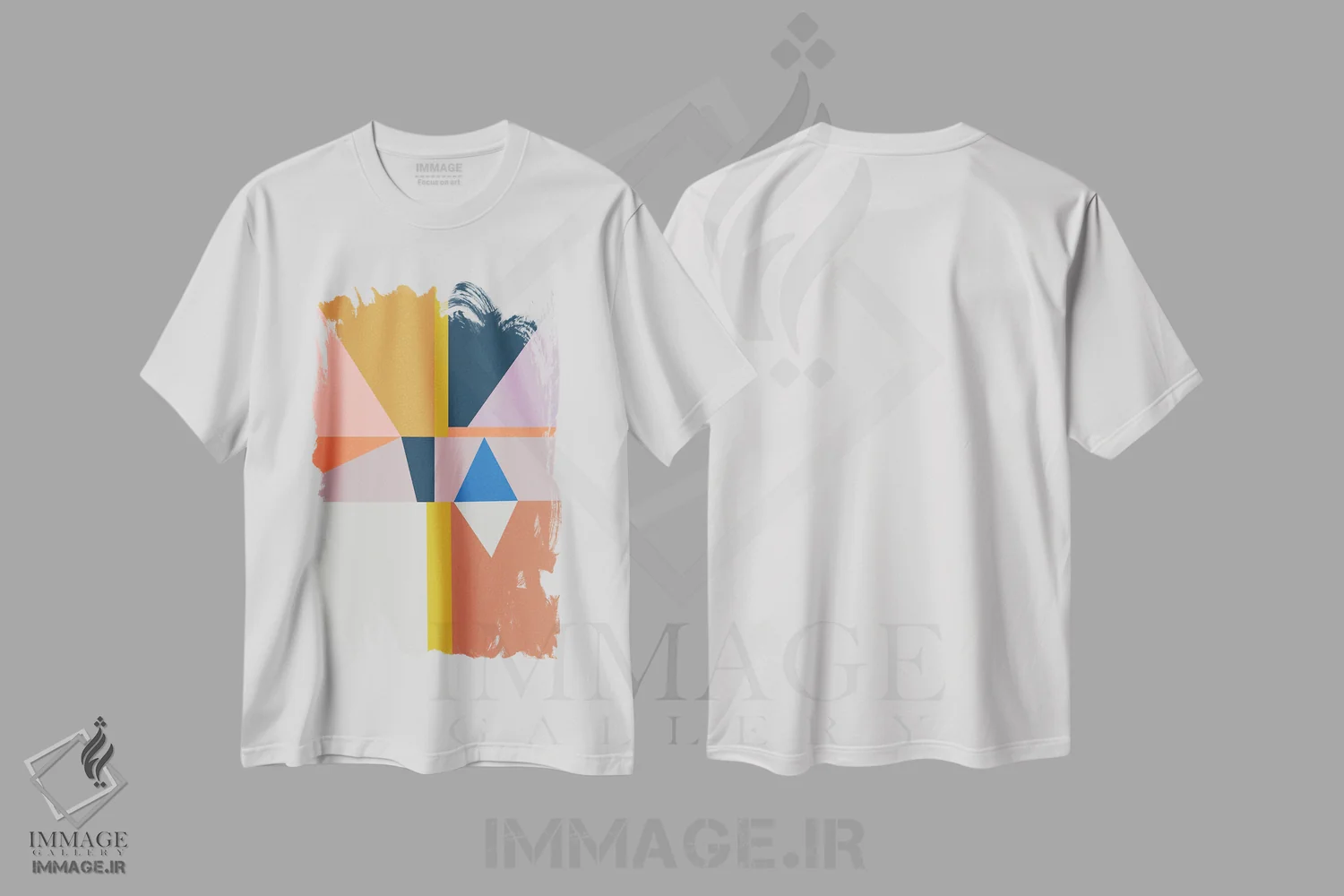 تیشرت سفید طرح دار – تیشرت خیابانی ,هندسهٔ پرجنب وجوش اثر مالودا فروشگاه ایماژ
