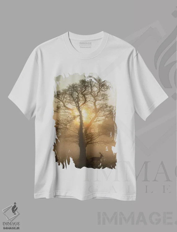 تیشرت سفید طرح دار – تیشرت طبیعت ,درخت سپیده دم اثر مکس الیس immage.ir