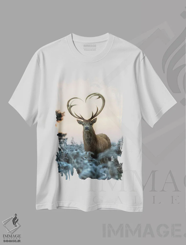 تیشرت سفید طرح دار – تیشرت حیوانات ,شاخ های قلبی شکل شماره اثر مکس الیس فروشگاه ایماژ