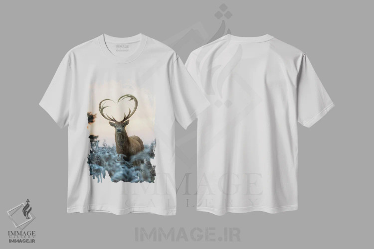 تیشرت سفید طرح دار – تیشرت حیوانات ,شاخ های قلبی شکل شماره اثر مکس الیس فروشگاه ایماژ