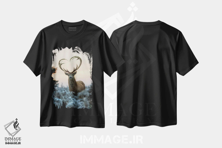 تیشرت مشکی طرح دار – تیشرت حیوانات ,شاخ های قلبی شکل شماره اثر مکس الیس immage.ir
