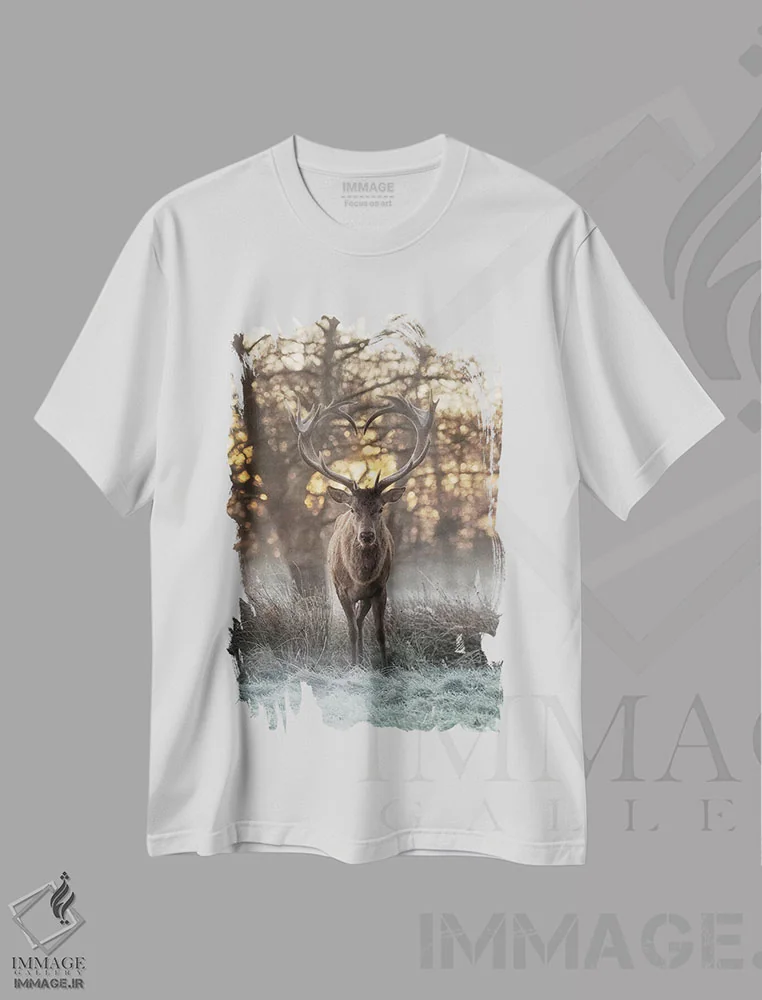 تیشرت سفید طرح دار – تیشرت طبیعت ,شاخ های قلبی شکل شماره اثر مکس الیس immage.ir