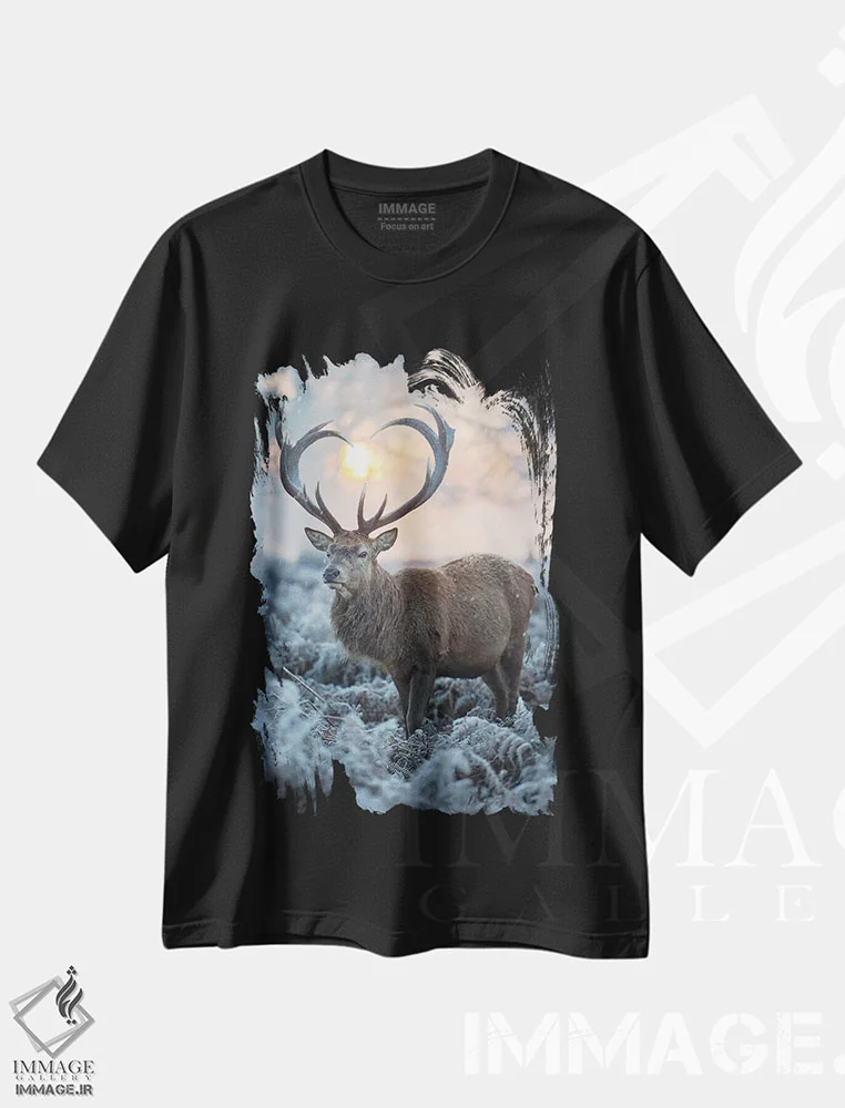 تیشرت مشکی طرح دار – تیشرت طبیعت ,شاخ های قلبی شکل شماره اثر مکس الیس immage.ir