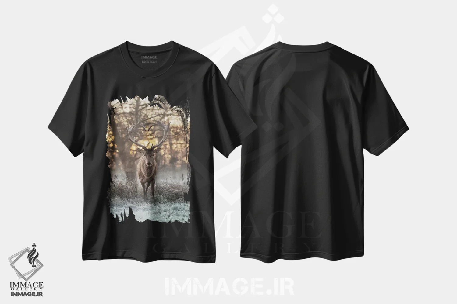 تیشرت مشکی طرح دار – تیشرت طبیعت ,شاخ های قلبی شکل شماره اثر مکس الیس فروشگاه ایماژ