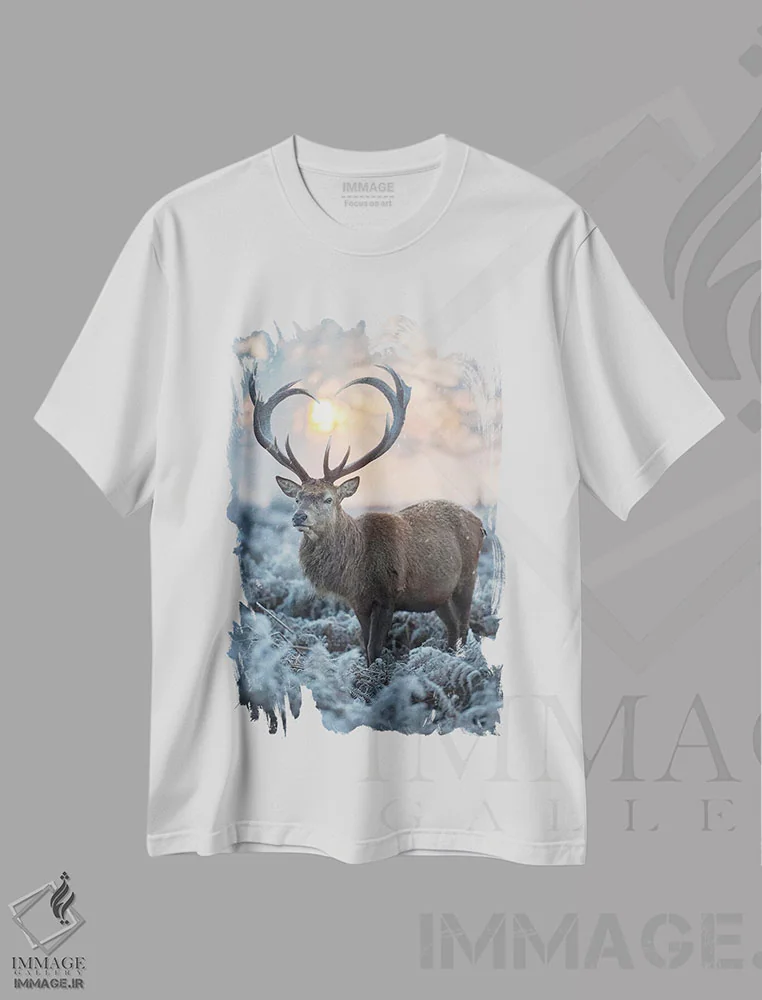 تیشرت سفید طرح دار – تیشرت طبیعت ,شاخ های قلبی شکل شماره اثر مکس الیس فروشگاه ایماژ