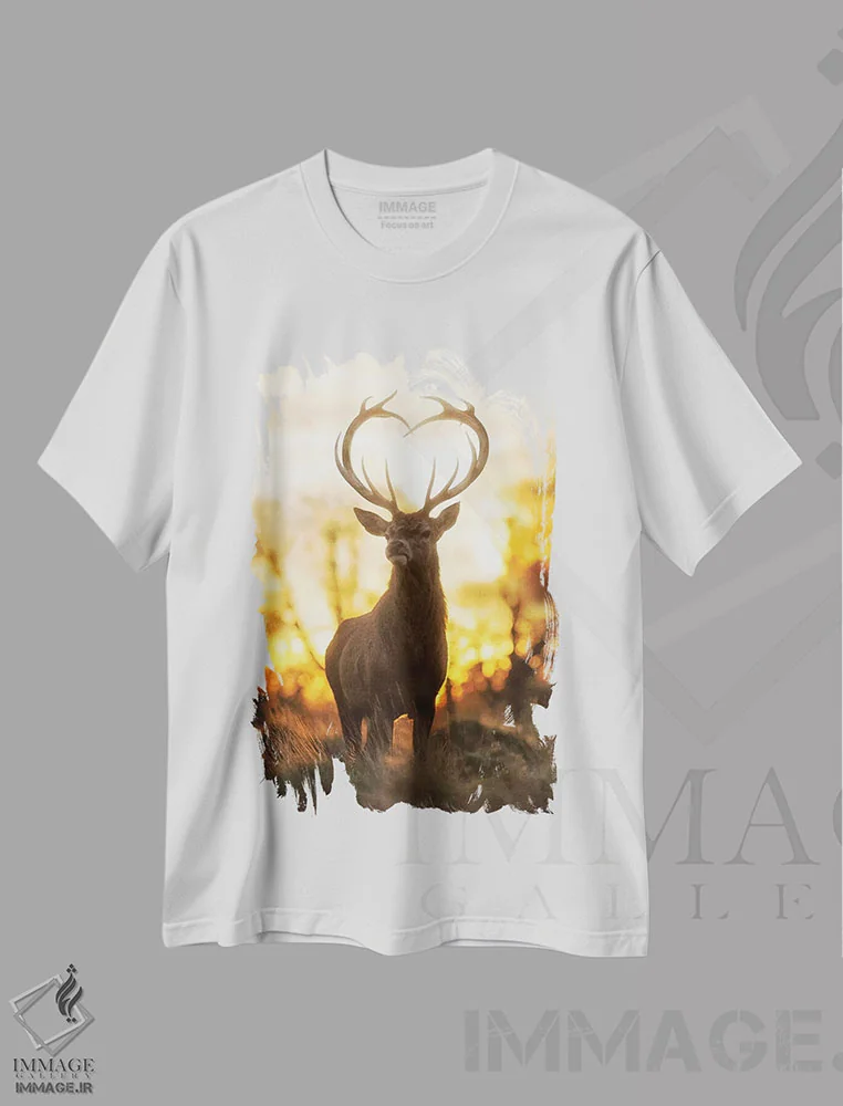 تیشرت سفید طرح دار – تیشرت عاشقانه ,شاخ های قلبی شکل شماره اثر مکس الیس immage.ir