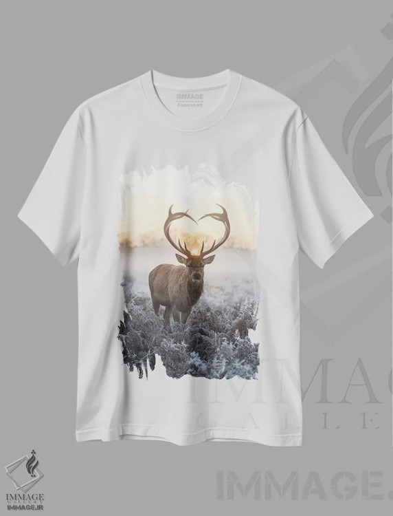 تیشرت سفید طرح دار – تیشرت عاشقانه ,شاخ های قلبی شکل شماره اثر مکس الیس فروشگاه ایماژ